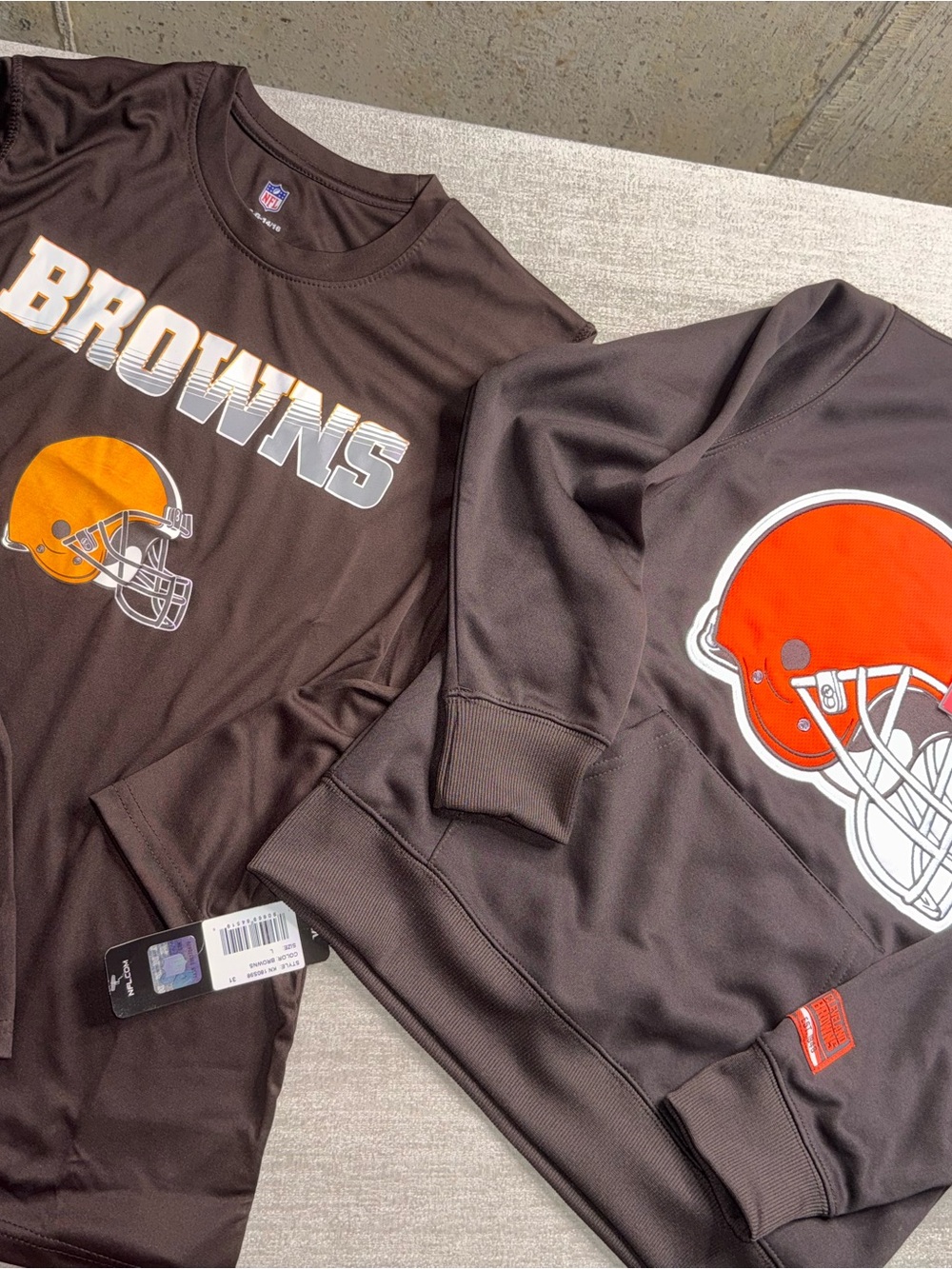 Cleveland Browns Youth Large Hoodie & Long Sleeve Shirt 2-Piece NFL NWT